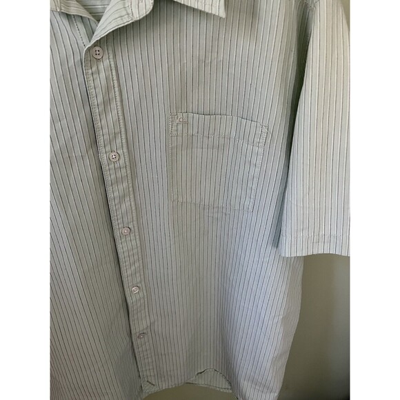 Quiksilver Men's Casual Striped Button Down Shirt Green Short Sleeve Size XL - Picture 3 of 6